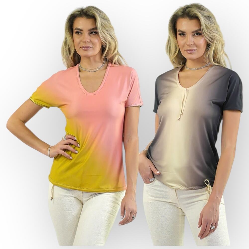 NWT Modzori Reversible & Adjustable V-Neck Top – Horizon-Coral/Sunstream (M)
